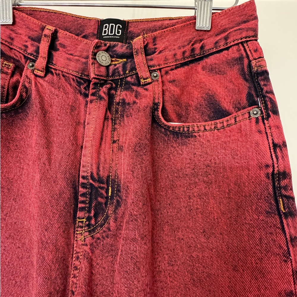 BDG Urban Outfitters Skater Baggy Jeans Red Acid Wash Size 26 - Picture 6 of 10